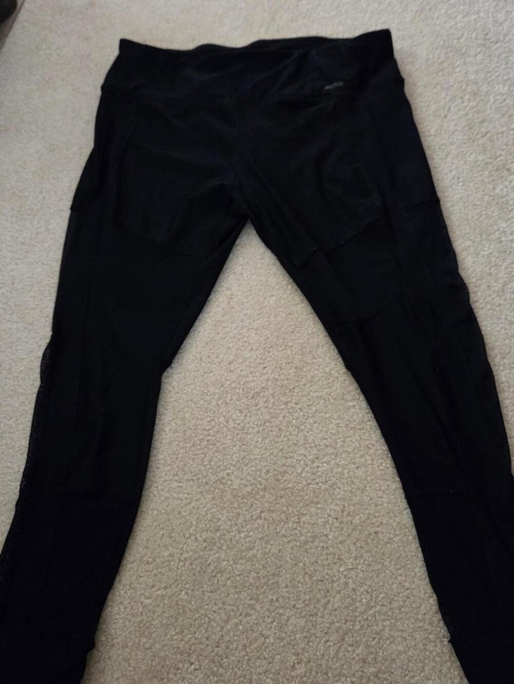 Black Mesh Athletic Leggings with Side Pockets - Brand:RBX